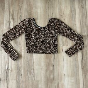 American Apparel Leopard Print Long Sleeve Crop Top